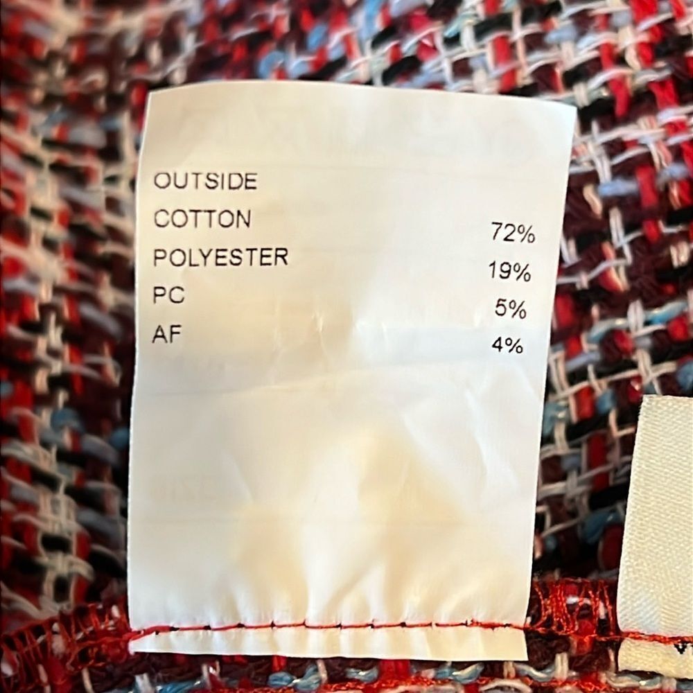C&A Red Multicoloured Tweed European‎ Jacket Shacket Size EU 36 US M/L - Picture 16 of 16
